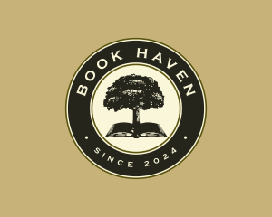 Book Library Learning Tree logo design