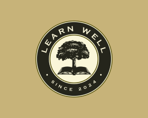 Book Library Learning Tree logo design