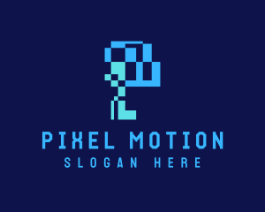 Digital Pixel Letter P logo design