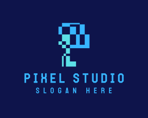 Digital Pixel Letter P logo design