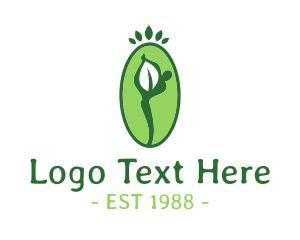 Nutrition - Yoga Person Leaf logo design