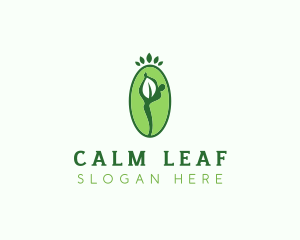 Yoga Person Leaf logo design