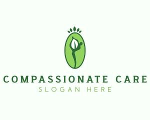 Yoga Person Leaf logo design