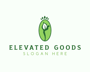 Yoga Person Leaf logo design