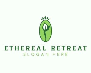 Yoga Person Leaf logo design