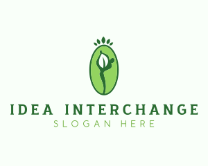 Yoga Person Leaf logo design