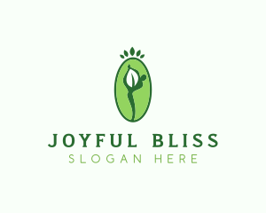 Yoga Person Leaf logo design