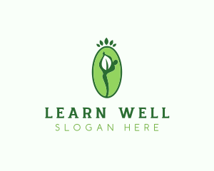 Yoga Person Leaf logo design