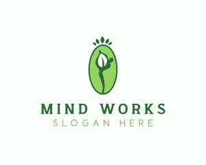 Yoga Person Leaf logo design