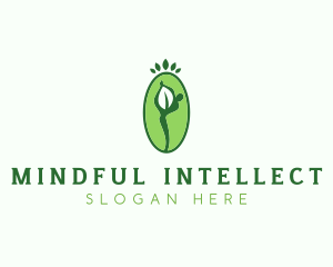 Yoga Person Leaf logo design