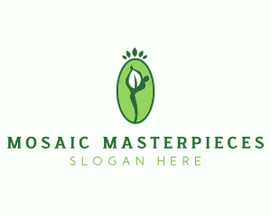 Yoga Person Leaf logo design