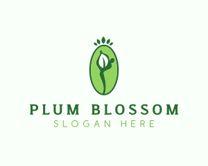 Yoga Person Leaf logo design