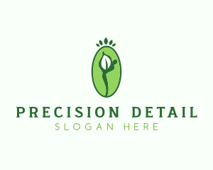 Yoga Person Leaf logo design