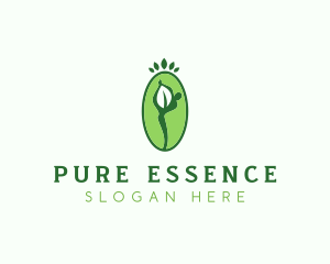 Yoga Person Leaf logo design