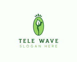 Yoga Person Leaf logo design