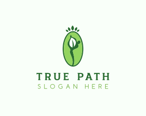 Yoga Person Leaf logo design