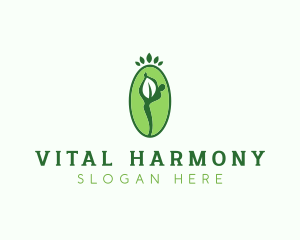 Yoga Person Leaf logo design