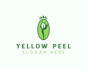 Yoga Person Leaf logo design