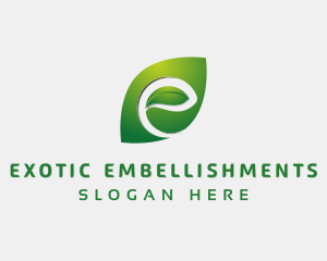 Natural Leaf Letter E logo design