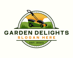 Lawn Mower Yard Landscaping logo design