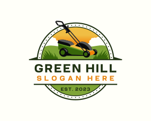 Lawn Mower Yard Landscaping logo design