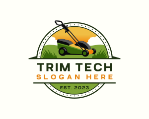 Lawn Mower Yard Landscaping logo design