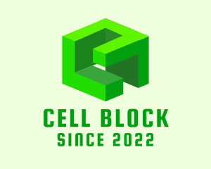 3D Green Construction Block logo design