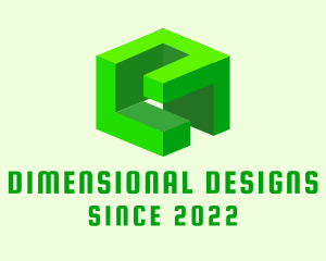 3D Green Construction Block logo design