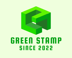 3D Green Construction Block logo design