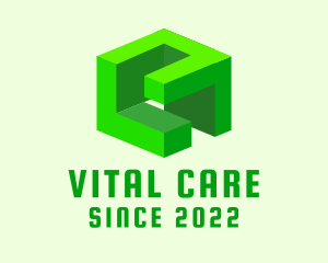 3D Green Construction Block logo