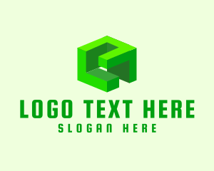 3D Green Construction Block logo