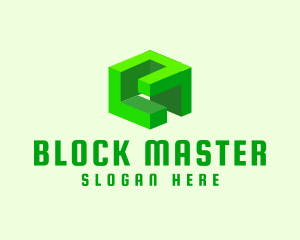 3D Green Construction Block logo