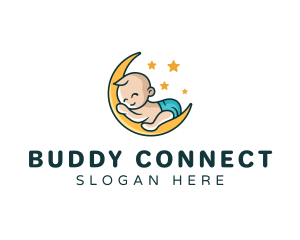 Cute Moon Baby logo design