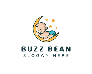 Cute Moon Baby logo design