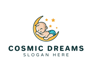 Cute Moon Baby logo design