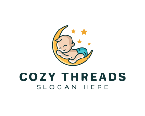 Cute Moon Baby logo design