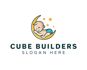 Cute Moon Baby logo design