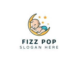 Cute Moon Baby logo design