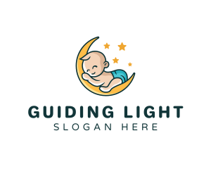 Cute Moon Baby logo design