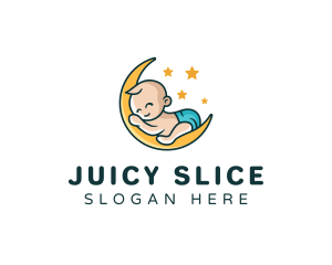 Cute Moon Baby logo design