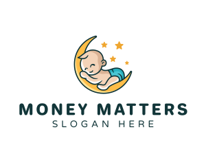 Cute Moon Baby logo design