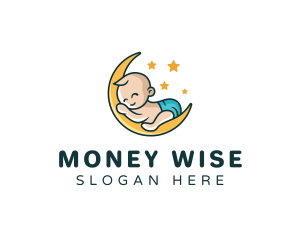 Cute Moon Baby logo design