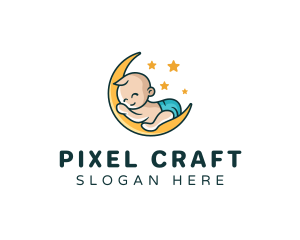 Cute Moon Baby logo design