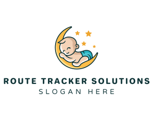 Cute Moon Baby logo design