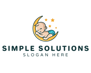 Cute Moon Baby logo design