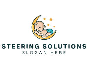 Cute Moon Baby logo design