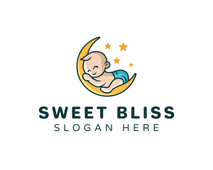 Cute Moon Baby logo design