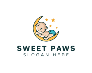 Cute Moon Baby logo design