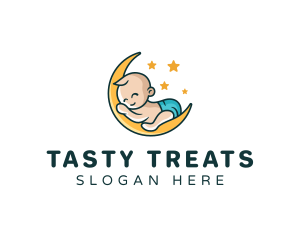 Cute Moon Baby logo design