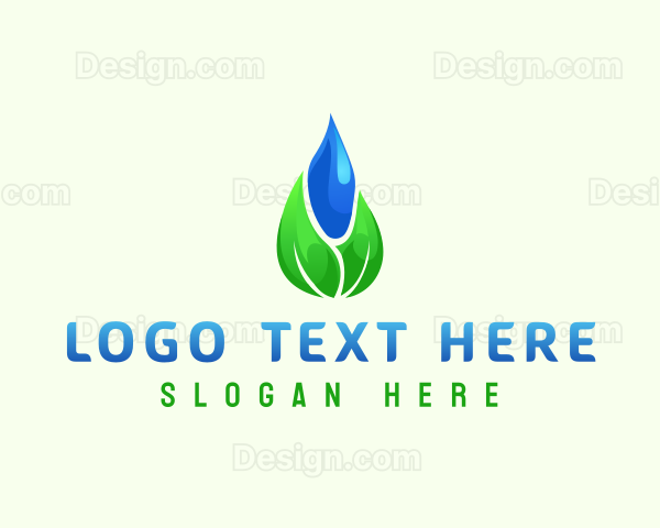 Water Droplet Leaf Logo